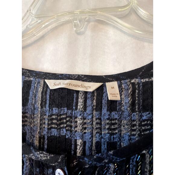 Soft Surroundings Black Iridescent Beaded Button Front Tunic Top Womens Medium - Picture 3 of 7